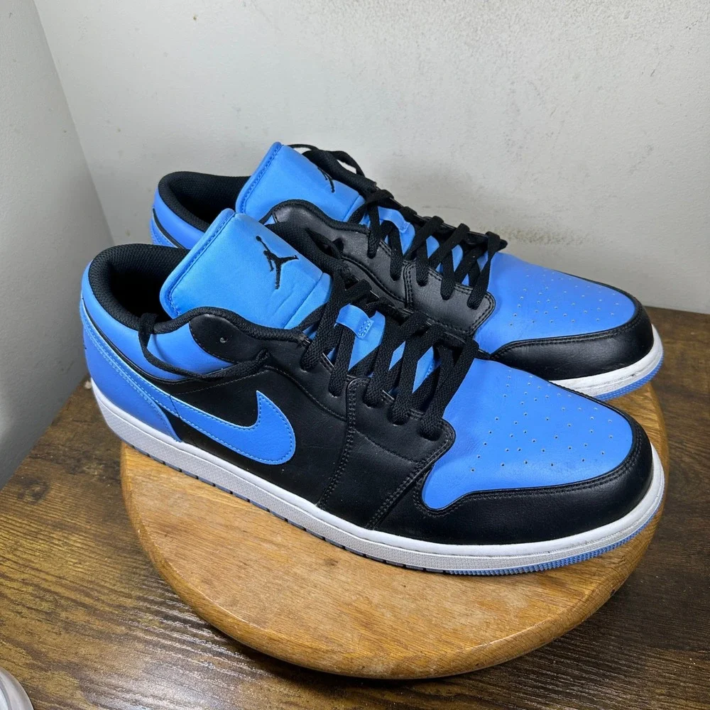 Jordan 1 Low University Blue Black Mens Size 18 Sneakers 553558-041 2023